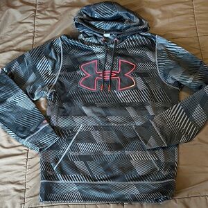 Under Armour Black and White Hoodie with Red Logo